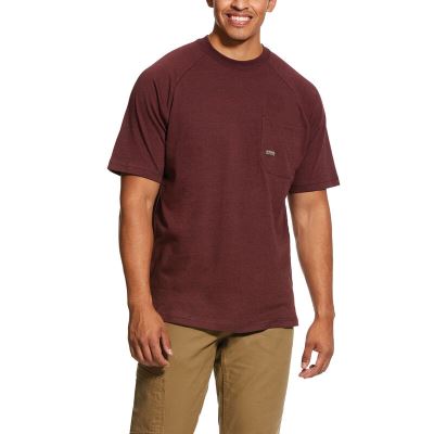 Ariat Rebar Cotton Strong - T Shirts DonkerBordeaux Heren - 21714-256